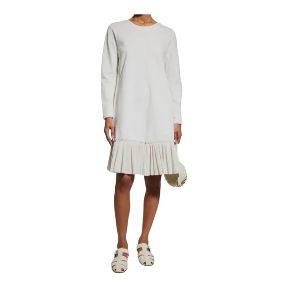 MEIMEIJ Italy‎ Luxury Knit Shift Dress Pleated Taffeta Hem NWT M